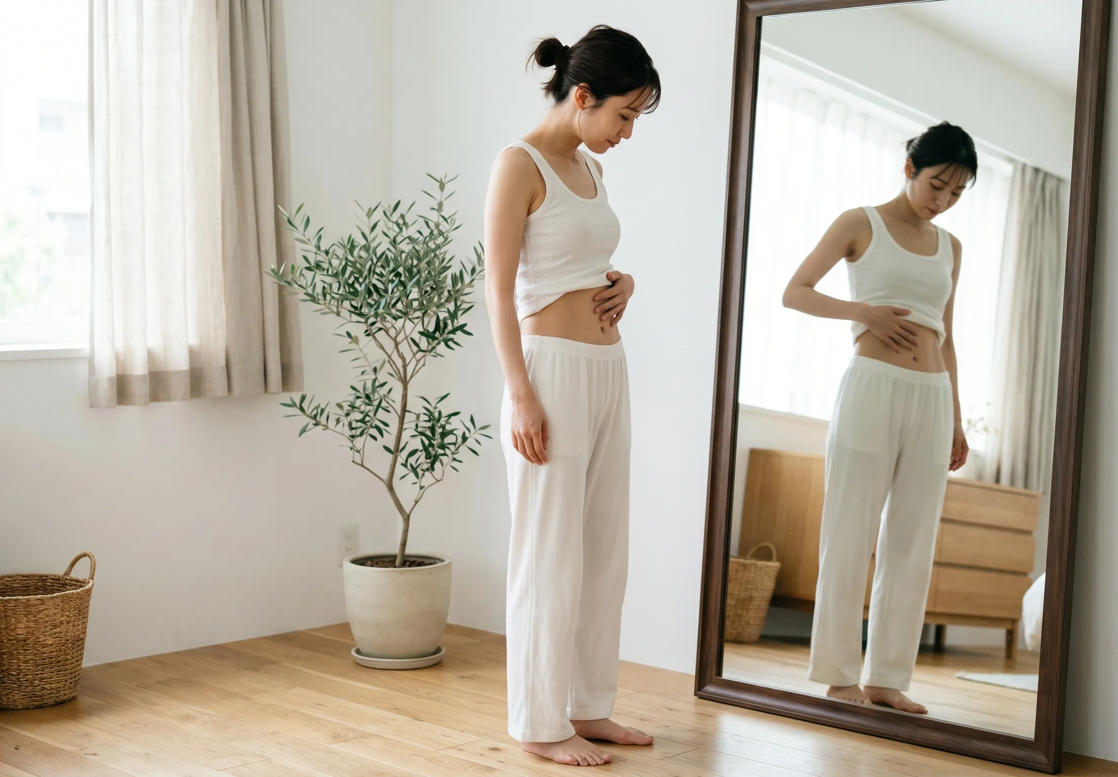悩んでいる女性の画像